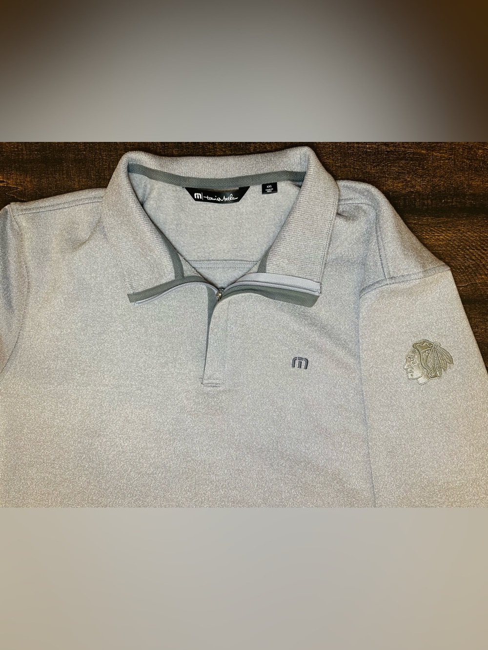 Travis Mathew x Chicago Blackhawks Men's Cloud Quarter Zip Pullover Gray-XXL